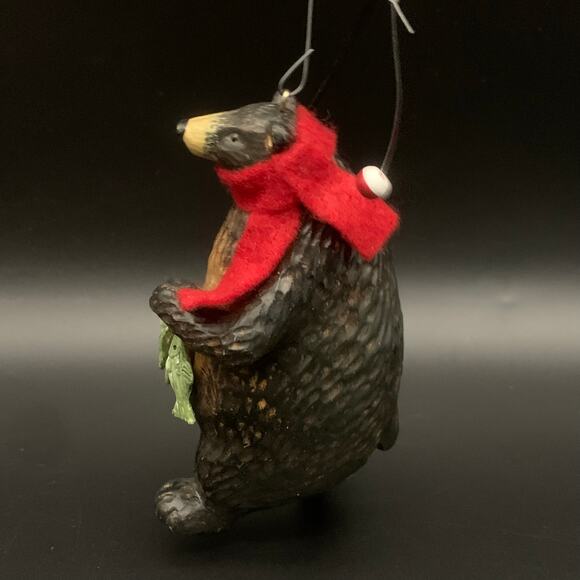 Bear Christmas Tree Ornament Fishing Pole Bobber Fish Scarf - Picture 6 of 9